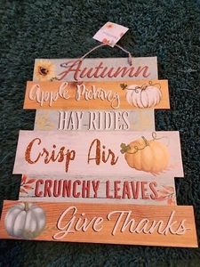 Herbst Apfelpflücken Heuschrecken knackige Blätter danken auf einem Schild - Bild 1 von 6