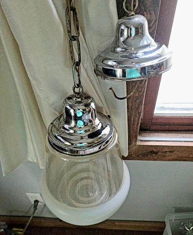 Vintage Mid-Century Two Tone Opaline Base & Clear Top ~ Fixture, Globe & Mount Cover