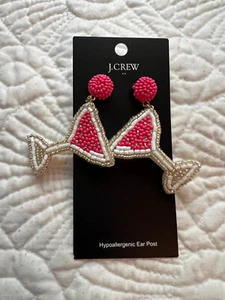 ▌J Crew Beautiful NWT Beads Martini Glass Earrings Hypoallergenic Post BRAND NEW - Picture 1 of 2