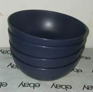 new 4 pcs MAINSTAYS Plastic Cereal Salad Bowls, Round, dark blue 38 oz - Picture 1 of 7