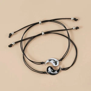 New Yin And Yang Bracelet Nationality Enamel Tai Chi Gossip Fish Woven Bracelet - Picture 1 of 9