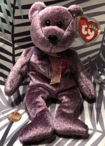 TY BEANIE BABIES SIGNATURE BEAR 2000 PURPLE BEAR Mint Condition - Picture 1 of 7