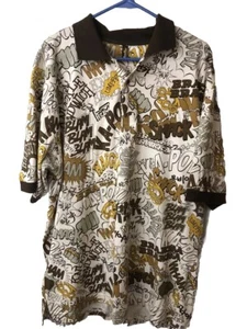 VTG Raw Blue Streetwear Graphic Polo Style Shirt Oversized Large All Over Print - Picture 1 of 4