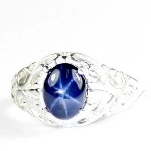 925 Sterling Silver Ladies Ring, Blue Star Sapphire, SR113 - Picture 1 of 5