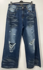 NUEVO CON ETIQUETAS DONDADA Pantalones de mezclilla para hombre estilo 5 bolsillos azules desgastados talla 34 cintura - Imagen 1 de 15