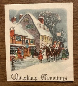 Vintage 1940s Christmas Greeting Card Victorian Horse & Buggy Winter Snow P1E - Picture 1 of 12