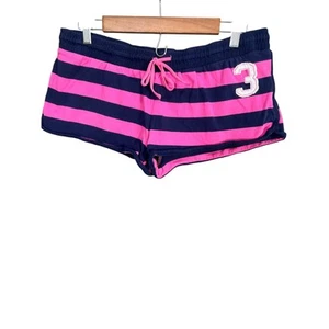 VTG Y2K Womens Polo Ralph Lauren Shorts Pink Striped Booty Drawstring Sz L  - Picture 1 of 12