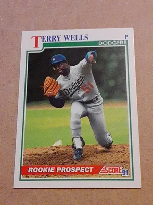 Terry Wells Los Angeles Dodgers 1991 Score #359 MLB Baseball Rookie Card RC 51 P - Image 1 of 4