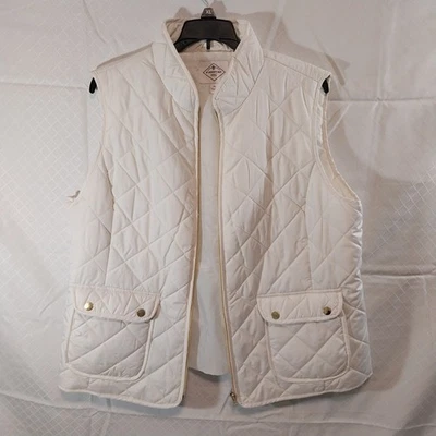Vintage JC Penny Women's White w/gold zipper Vest rn 93677 St. John's Bay XL - Image 1 of 4