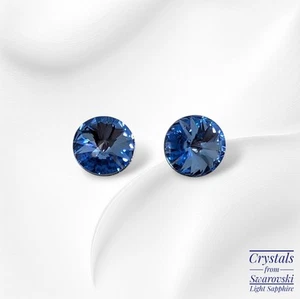 Genuine 925 Sterling Silver Stud Earrings With Austrian Crystals From Swarovski - Picture 1 of 3