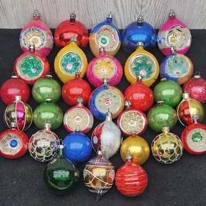 Vtg Poland Christmas Ornaments Fantasia Poland Germany Indent Teardrop 33pc Lot - Picture 1 of 16