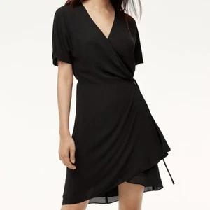 Babaton Women's Wallace Wrap Dress SMALL Black Wilfred Mini Vneck Anywhere Dress - Picture 1 of 11