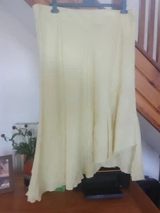 Mish Mash yellow 100% Linen midi irregular hem skirt size 22/24 - Picture 1 of 11