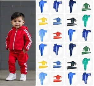 Whole BULK SALE 100X Tracksuit Girl Boy School Uniform Sport Striped Set Suit - Picture 1 of 20
