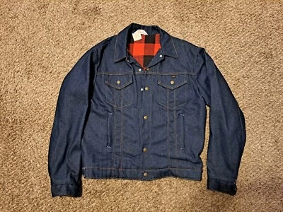  Key Imperial  Blue Denim Trucker Jean Jacket Snap Button Sz42 Lined Made In USA - Image 1 of 4