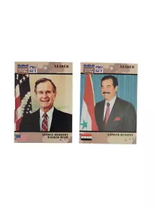 Two (2) Card Lot: Saddam Hussein Desert Storm 1991 Pro Set #69 + George Bush #79 - Picture 1 of 17