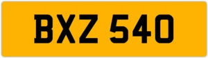 BXZ 540 B 3x3 DATELESS PRIVATE NUMBER PLATE BEC BEK BRY BEN BOB BAZ BIL BAS BON - Picture 1 of 1