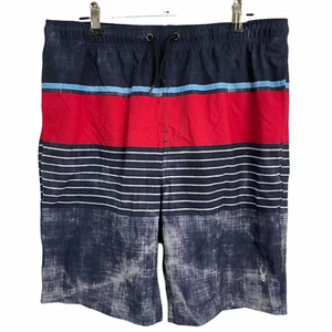Sypder Boys Blue Red Grey Striped Lined Swim Trunks XL 18-20 - Picture 1 of 4
