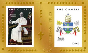 Gambia - Papa León XIII 2 sellos hoja de lámina de oro GAM1044 - Imagen 1 de 1