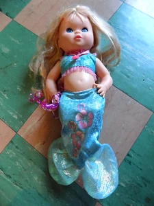 CTE Toddler Blonde Star eyes 12" Mermaid Baby Doll Blue Iridescent Pink flowers - Picture 1 of 11