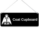 Coat Cupboard Printed Metal Home Sign Plaque Door Hanger on String 197 x 70mm