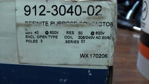 40 AMP CONTACTOR 3POLE 240VOLT COIL 3 PHASE EMERSON/ COPELAND - Picture 1 of 3