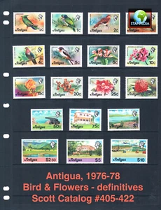 1/3 off $19.20 Scott Value - 1976 ANTIGUA Flowers Birds definitive CV MNH NH UMM - Picture 1 of 4