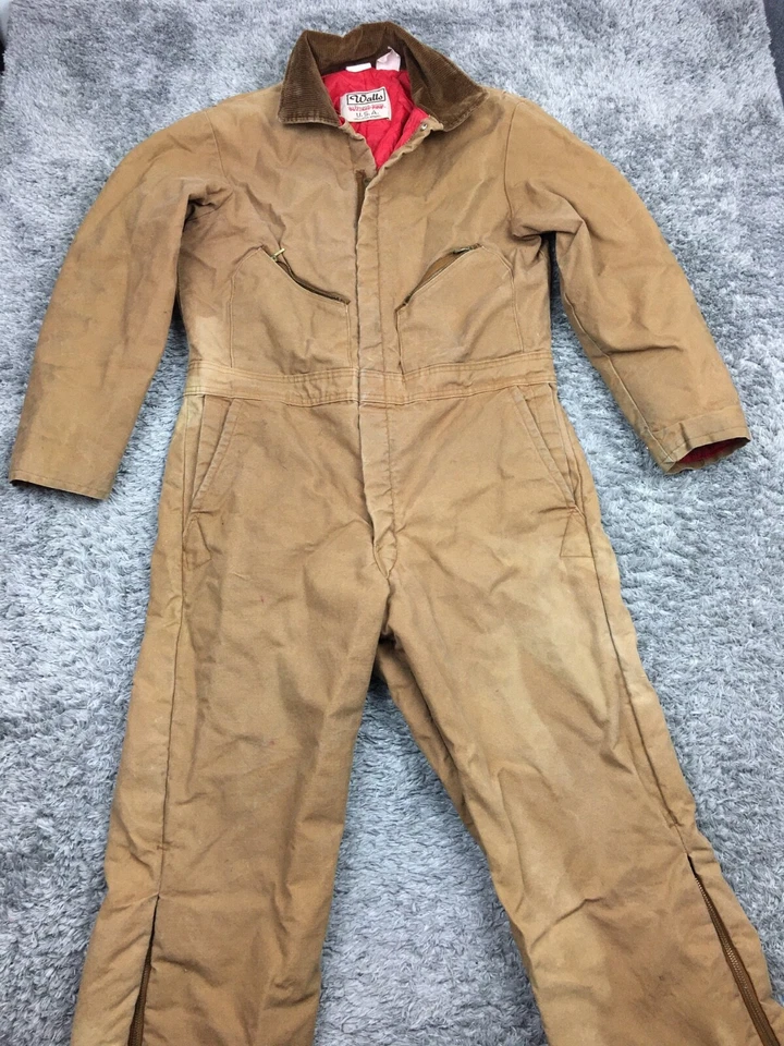 Vtg Walls Blizzard-Pruf Coveralls Mens Size Large 42-44 Brown Canvas Lined USA - Image 1 of 4
