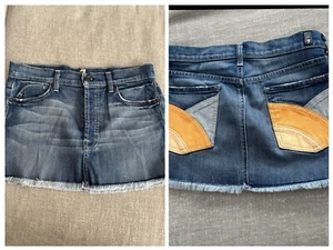 7 For All Mankind Button Fly Cowgirl90’s Y2K 90’s Micro Denim Skirt Size 27 - Picture 1 of 12