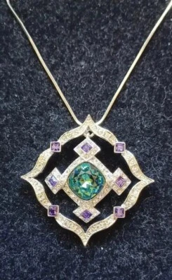 ¡NUEVO! Collar Colgante QVC Nolan Miller Tanzanita Verde Cristal Austriaco Rodio Foto 1 de 4