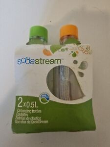 Set Of 2 Sodastream Carbonating Bottles 0.5 Liter BPA Free Orange And Green