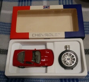 Rare Collectible 1997 1:43 Scale Burago Corvette & .34 oz Tire Shaped Bottle - Picture 1 of 6