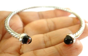 Purple Amethyst Ornate Balinese 925 Sterling Silver Cuff Bangle Bracelet - Picture 1 of 5