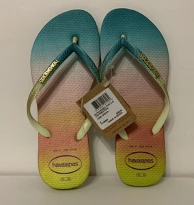 Havaianas Slim Gradient Sunset Flip Flops Women's Size 6 Made In Brazil NEW - Picture 1 of 3