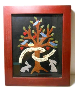 Completo Aplique de Lana Enmarcado Bordado AMISTAD es un ÁRBOL DE REFUGIO 11x13" - Imagen 1 de 8