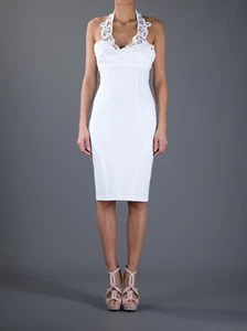 $940 Ermanno Scervino White Lace Halter Dress Size 44 - Picture 1 of 12