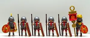 6 Romain Légionnaire Centurion Rouge C Playmobil Pour César Écharpe Norme Custom - Picture 1 of 11