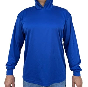 Hoodie Blue High Visibility Shirt  / Air Cooling Flow w/ UV Protection - Picture 1 of 2