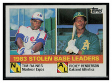 1984 Topps #134 1983 Stolen Base Leaders (Raines / Henderson)