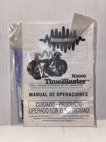 Nickelodeon N2000 1995 TimeBlaster AM/FM Alarm Clock Radio Manual ONLY Cover