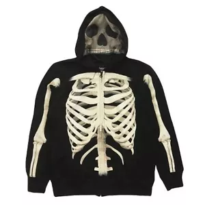 NWT Extreme Concepts SKELETON COSTUME HOODIE XS Black Sweatshirt Jacket XSmall - Picture 1 of 1
