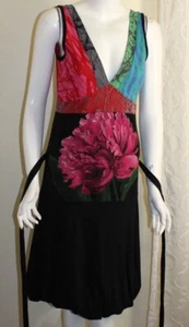 NWT Desigual Sz L Art-to-Wear Funky Wrap Dress Cotton Boho Embroidered SPANISH - Picture 1 of 6