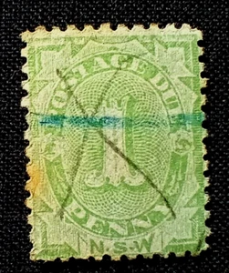 🔹AUSTRALIA - NSW - POSTAGE DUE - 1891 - ONE PENNY - GREEN - QUEEN VICTORIA - Picture 1 of 1