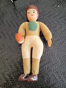 Antike 1930er Jahre Zelluloid, grün & gold Filz FUSSBALL Puppe, Adler, Phila, Pa - Bild 1 von 8
