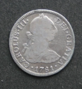 MEXIQUE / ESPAGNE 2 Réales 1781 FF argent Carolus III - Zdjęcie 1 z 2