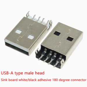 USB-A Type Male 2.0 Sinking Board/White glue/Black glue 180 Degree Connector - Picture 1 of 8