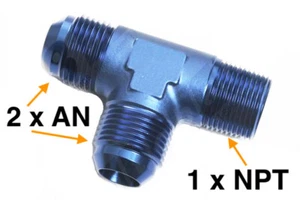AN Male to NPT Male TEE 3-Way Fittings Aluminum Car Performance Adaptor - Picture 1 of 4