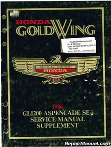 Used 1986 Honda GL1200 Aspencade SE-i Service Manual Supplement - Picture 1 of 1