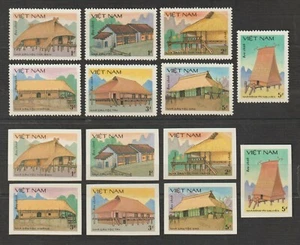 1986 Vietnam Briefmarken Traditional Houses Sc # 1648-1654 Imperf.& Perforated MNH - Bild 1 von 1