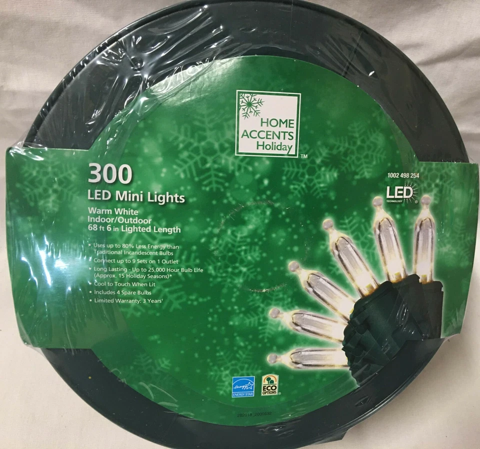 Home Accents Holiday 300 LED Smooth Mini Christmas Light Warm White